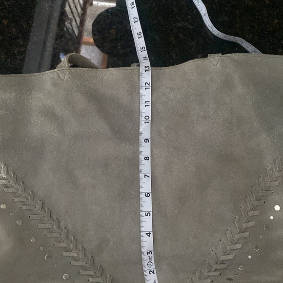 ASOS suede studstitch shopper bag gray tassel large shoulder bag tote - Picture 10 of 11